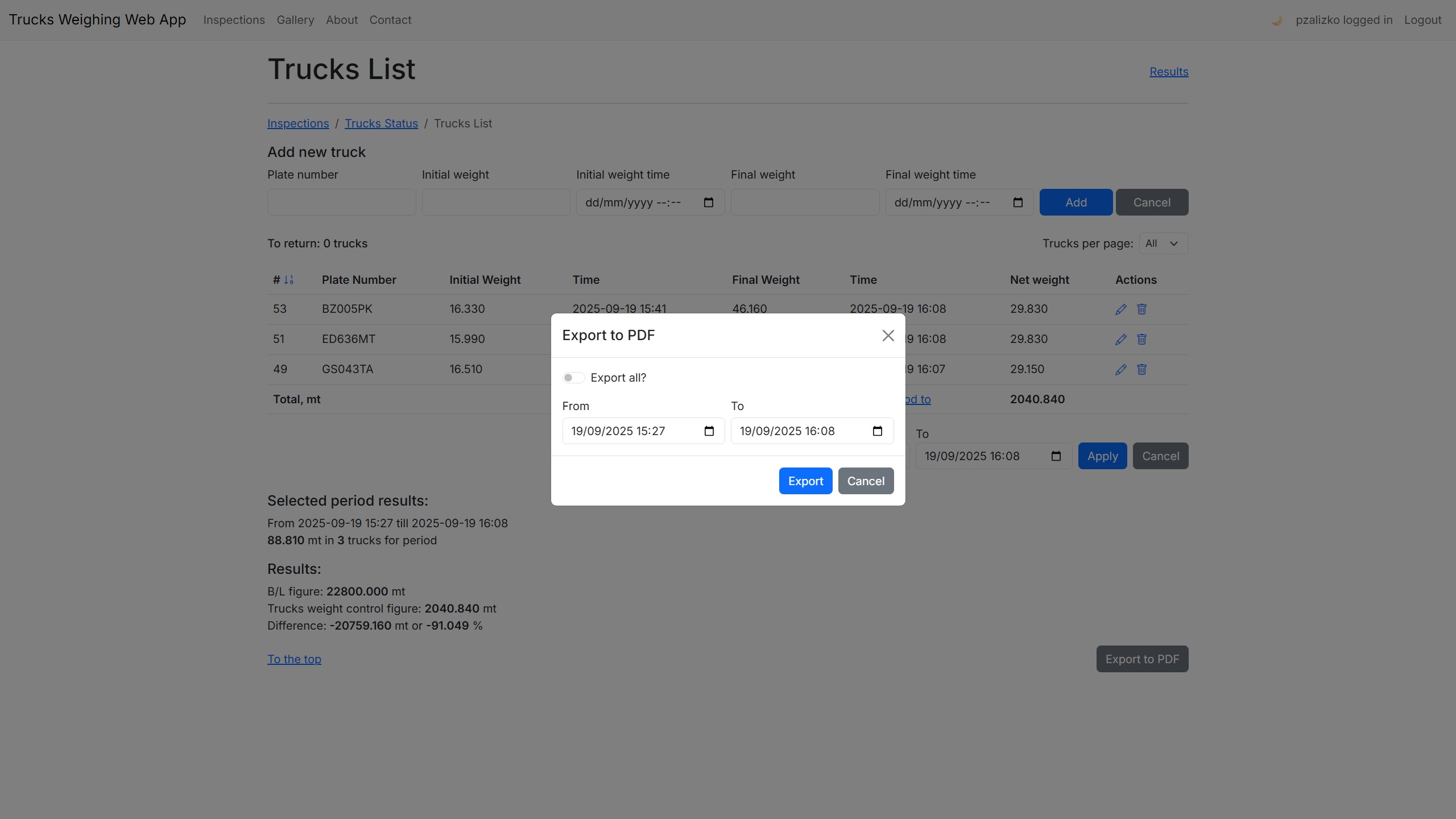 Truck at berth under loading